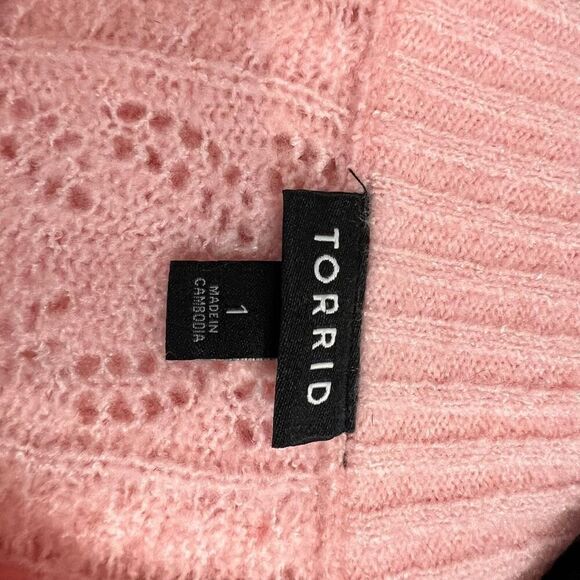 Torrid Pink Pointelle Pullover Short Sleeve Sweater  Sz 1 XL 14 16 Women’s - Picture 4 of 8